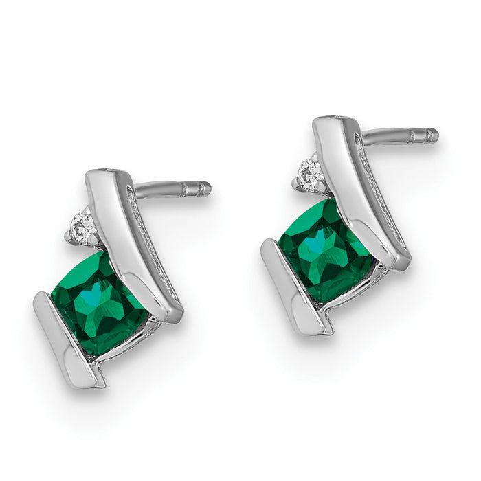 Buy Stylish 14K White Gold Cushion-Cut Emerald & Diamond Earrings, 1.5"-2