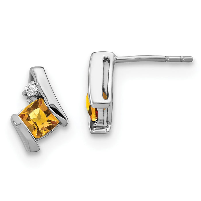 Shop 14K White Gold Cushion-Cut Citrine & Diamond Earrings - Stylish Value!-1