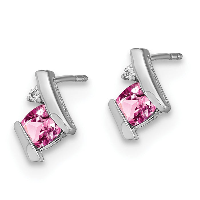 Shop Designer 14K White Gold Cushion-Cut Pink Sapphire & Diamond Earrings - Luxury Value!-2