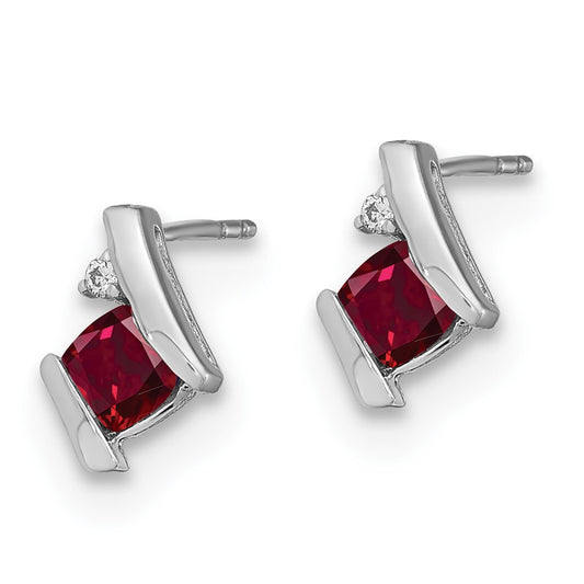 Buy Designer 14K White Gold Cushion-Cut Ruby & Diamond Earrings | Stylish Value
