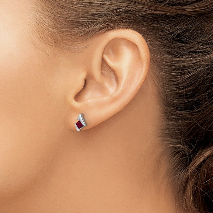 Buy Designer 14K White Gold Cushion-Cut Ruby & Diamond Earrings | Stylish Value-3