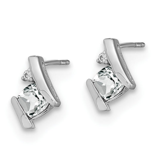 Shop Stylish 14K White Gold Cushion-Cut White Topaz & Diamond Earrings