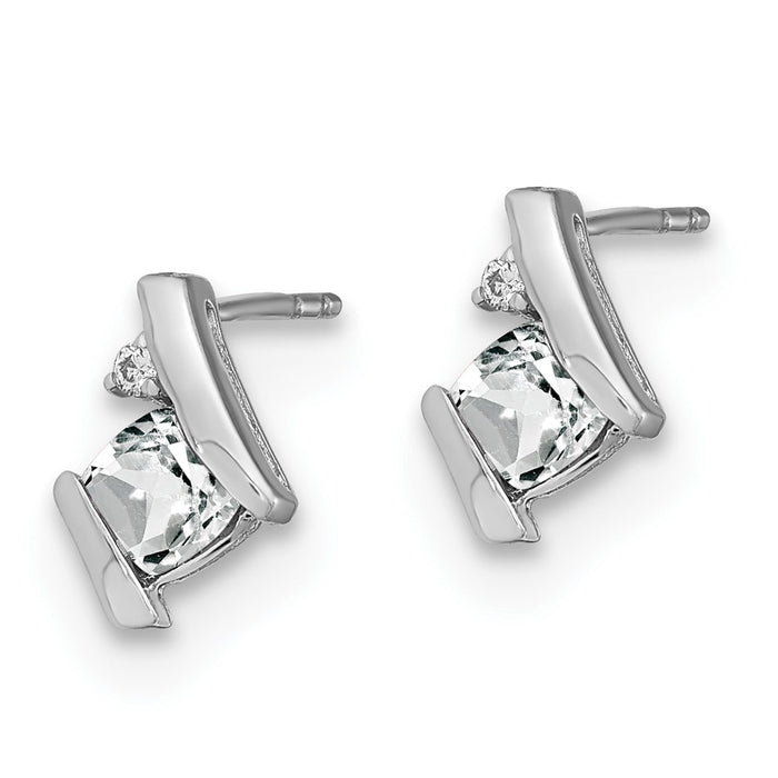 Shop Stylish 14K White Gold Cushion-Cut White Topaz & Diamond Earrings-2