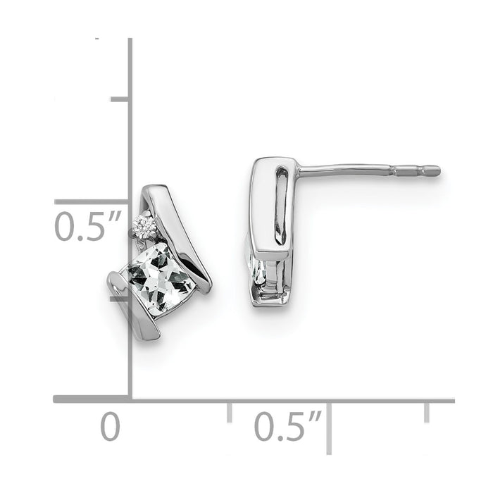 Shop Stylish 14K White Gold Cushion-Cut White Topaz & Diamond Earrings-4