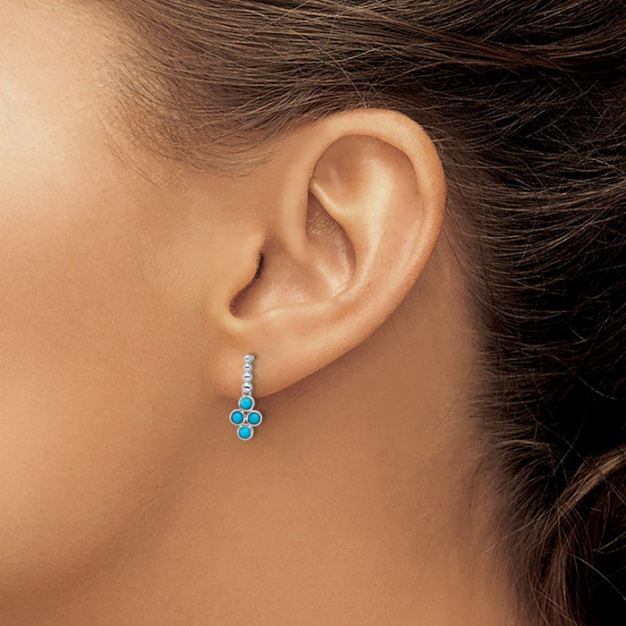 Buy Stylish 14K White Gold Turquoise Drop Earrings - 1.5" Long, Luxury Value-3