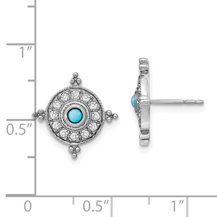 High-Quality 14K White Gold Earrings with Turquoise & Topaz | Stylish Value-4