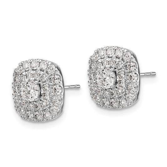 Shop Stylish 14K White Gold Double Halo Earrings with 1.5 Carat Diamonds