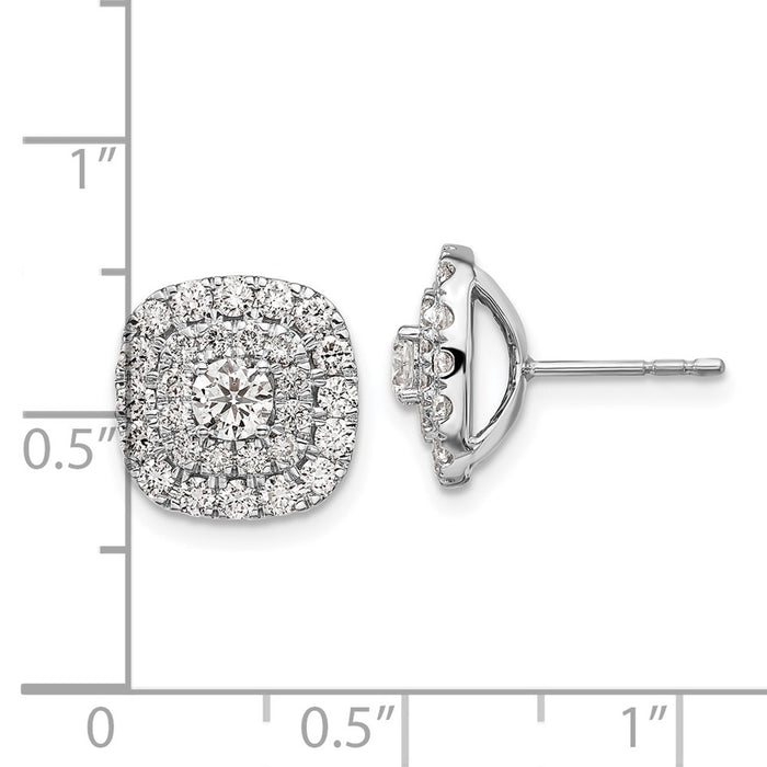 Shop Stylish 14K White Gold Double Halo Earrings with 1.5 Carat Diamonds-4