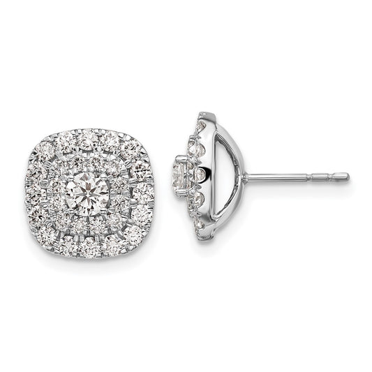 Shop Stylish 14K White Gold Double Halo Earrings with 1.5 Carat Diamonds