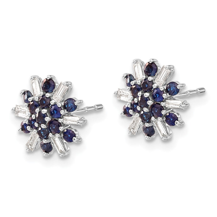 Exclusive 14K White Gold Sapphire & Diamond Earrings - Stylish Luxury Value-2