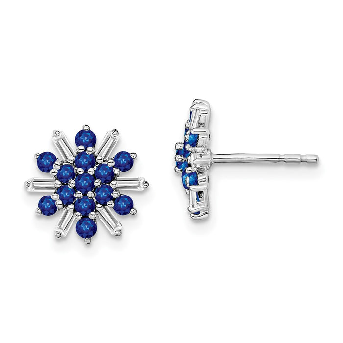 Exclusive 14K White Gold Sapphire & Diamond Earrings - Stylish Luxury Value-1