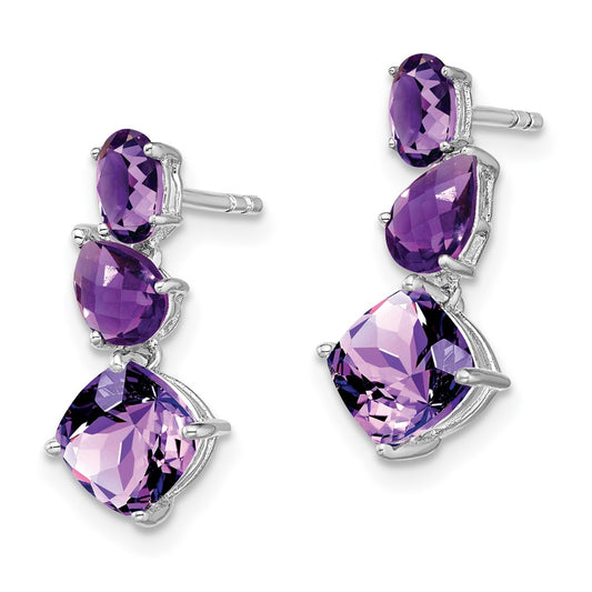 High-Quality 14K White Gold Amethyst Drop Earrings - Stylish & Affordable!