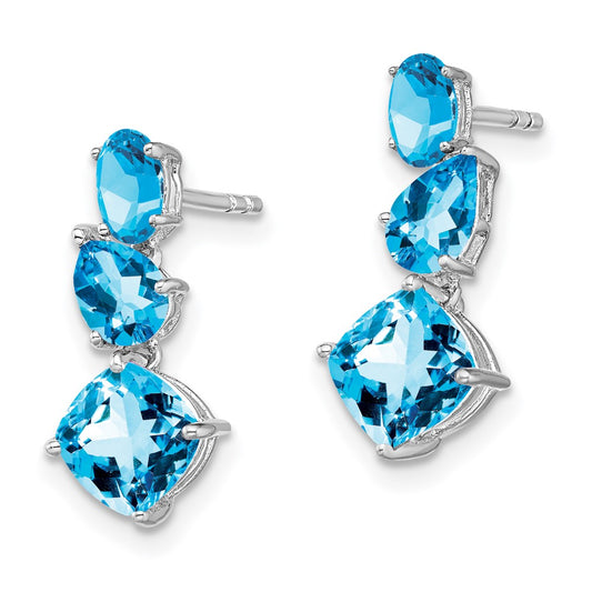 Shop Stylish 14K White Gold Blue Topaz Drop Earrings - 7mm Luxury Design