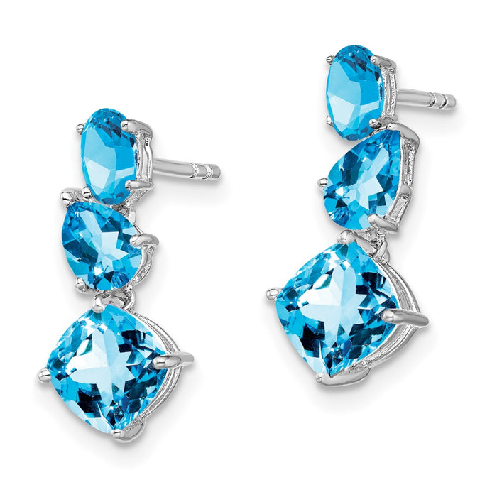Shop Stylish 14K White Gold Blue Topaz Drop Earrings - 7mm Luxury Design-2