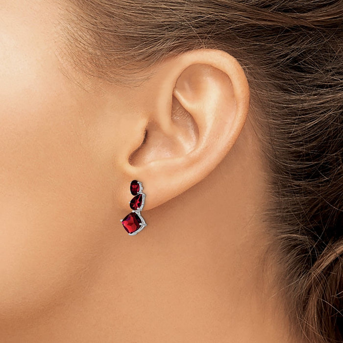 Exclusive 14K White Gold Garnet Drop Earrings - Stylish & Affordable Luxury-3