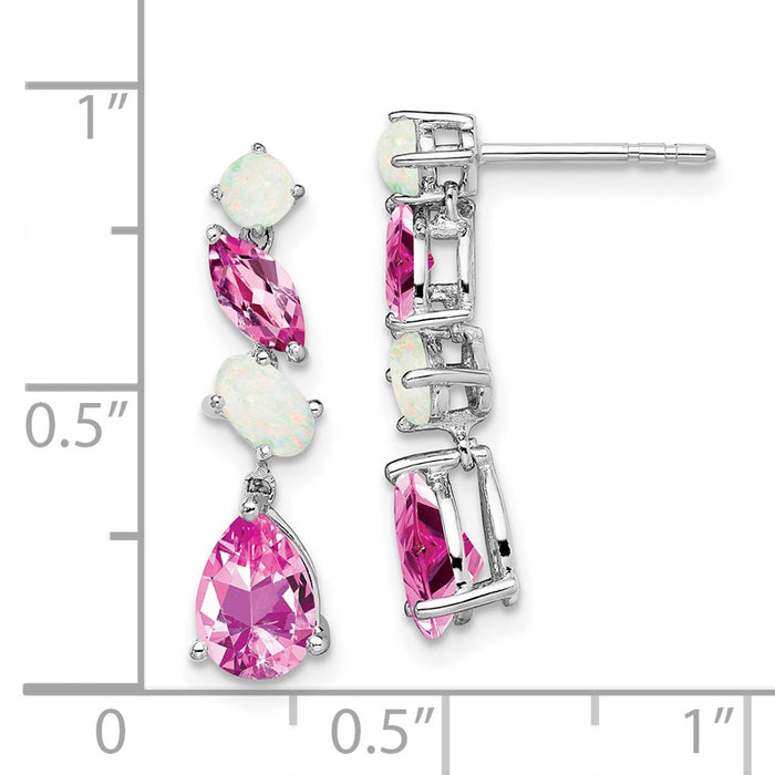 Buy Stylish 14K White Gold Dangle Earrings with Pink Sapphire & Opal-4
