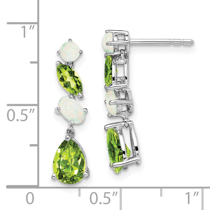 Order Stylish 14K White Gold Dangle Earrings with Peridot & Opal Accents-4