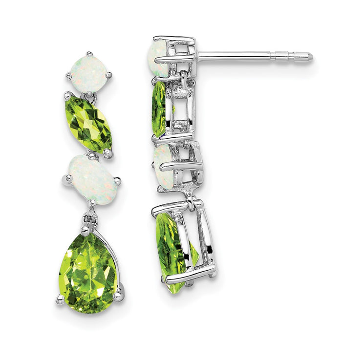 Order Stylish 14K White Gold Dangle Earrings with Peridot & Opal Accents-1