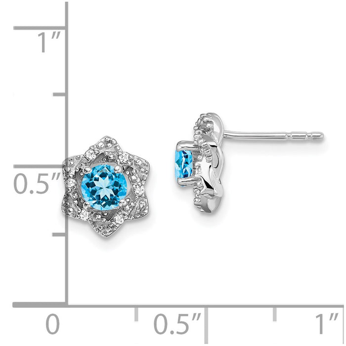 Shop Stylish 14K White Gold Blue Topaz & Diamond Stud Earrings - 1.5" Value-4