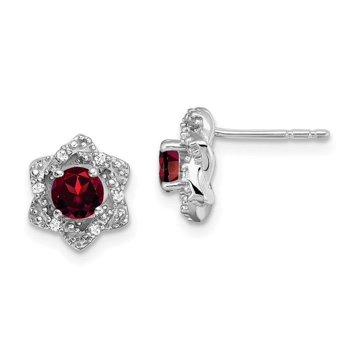 Exclusive 14K White Gold Garnet & Diamond Stud Earrings - Stylish Value!-1