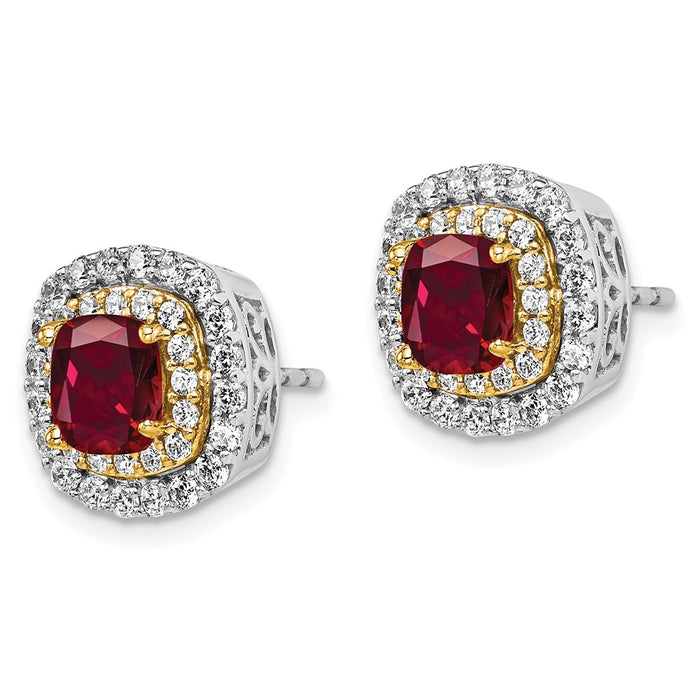 Buy Exclusive 14K Two-Tone Lab-Grown Diamond & Ruby Earrings - Stylish Value-2
