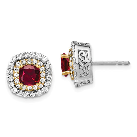 Buy Exclusive 14K Two-Tone Lab-Grown Diamond & Ruby Earrings - Stylish Value