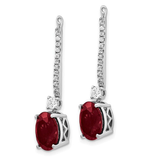 Exclusive 14K White Gold Earring Jackets with 1/2 Carat Lab-Grown Diamonds & Ruby Accents - Stylish Value!