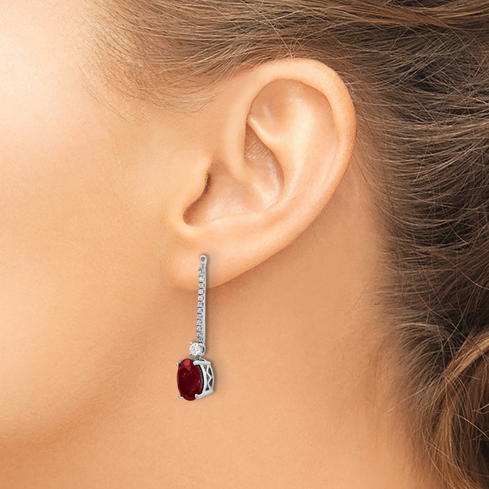 Exclusive 14K White Gold Earring Jackets with 1/2 Carat Lab-Grown Diamonds & Ruby Accents - Stylish Value!-3