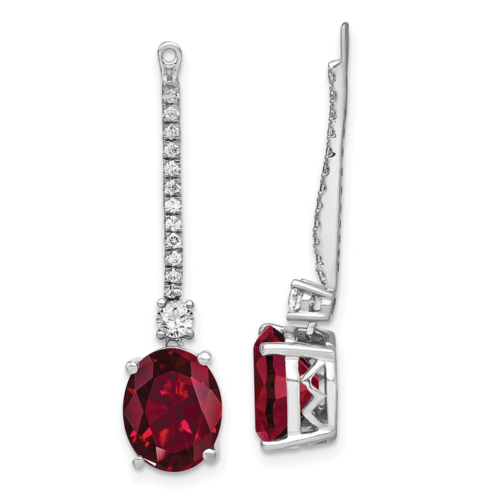 Exclusive 14K White Gold Earring Jackets with 1/2 Carat Lab-Grown Diamonds & Ruby Accents - Stylish Value!-1