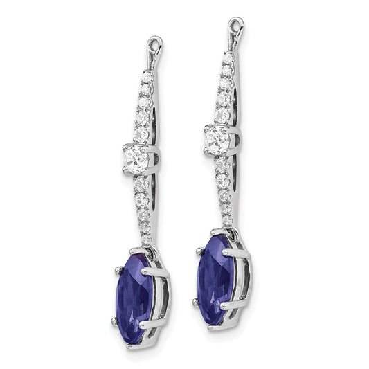 Buy Exclusive 14K White Gold Earring Jackets with 1/2 Carat Lab-Grown Diamond & Blue Sapphire Accents