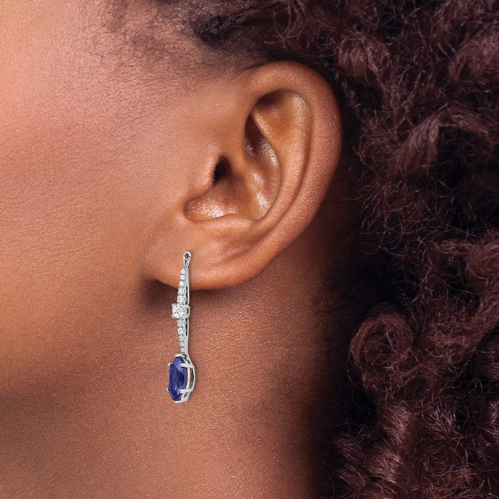 Buy Exclusive 14K White Gold Earring Jackets with 1/2 Carat Lab-Grown Diamond & Blue Sapphire Accents-3