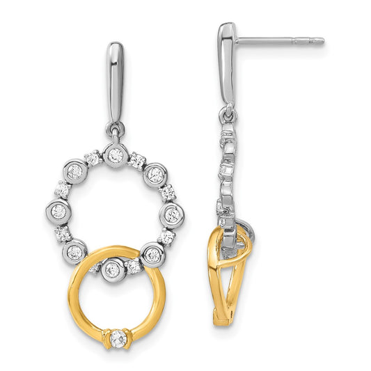 Buy Stylish 14K Two-Tone 3/8 Carat Lab-Grown Diamond Dangle Earrings