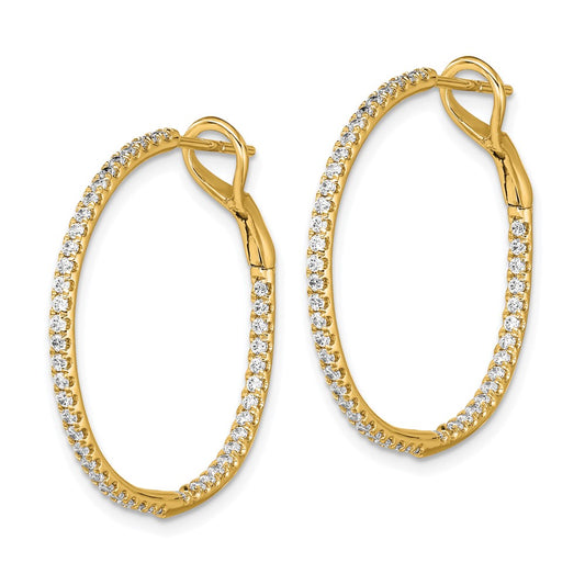 Shop Exclusive 14K Gold Hoop Earrings with 3/4 Carat Lab-Grown Diamonds