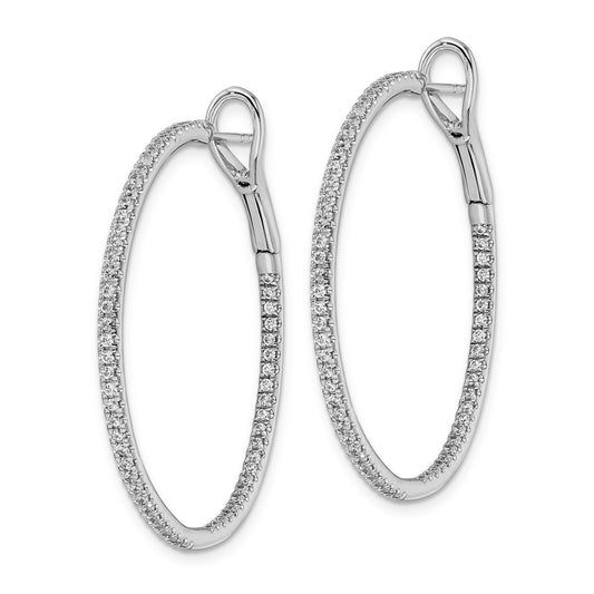 High-Quality 14K White Gold 1 Carat Lab-Grown Diamond Hoop Earrings - Stylish Luxury
