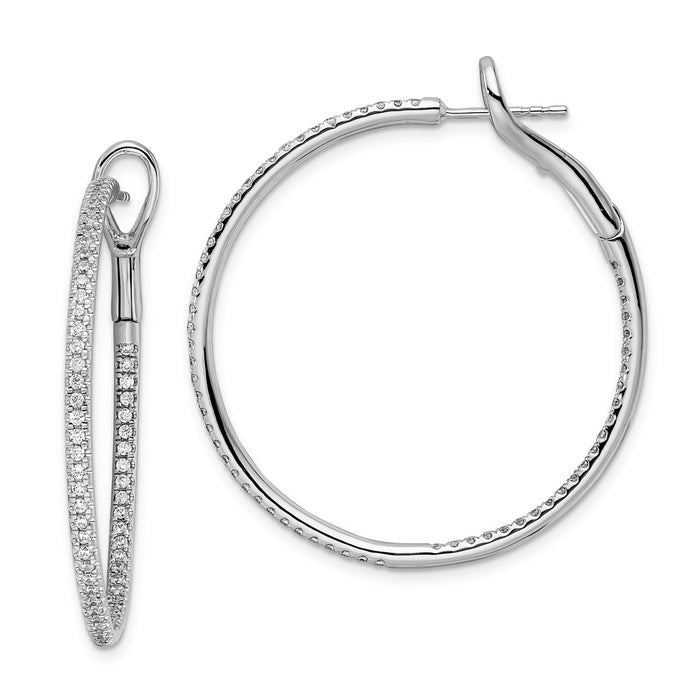 High-Quality 14K White Gold 1 Carat Lab-Grown Diamond Hoop Earrings - Stylish Luxury-1