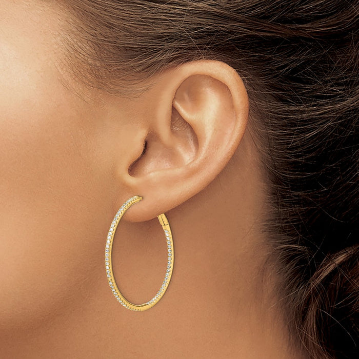 Shop Stylish 14K Gold Hoop Earrings with 1 Carat Lab-Grown Diamonds-3