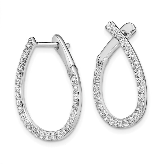 Buy Stylish 14K White Gold Hinged Hoop Earrings with 3/4 Carat Lab-Grown Diamonds-2