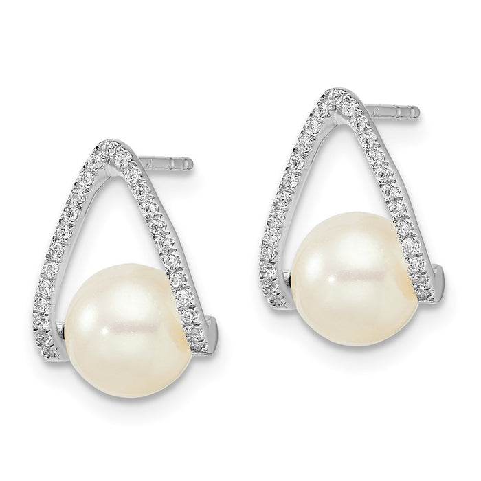 Shop Stylish 14K White Gold Freshwater Pearl Stud Earrings - 8mm Elegance-2