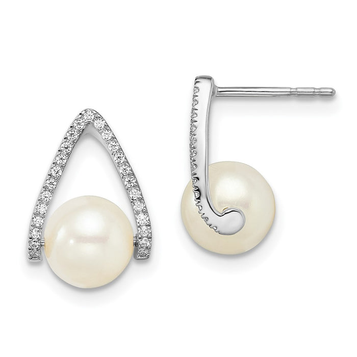Shop Stylish 14K White Gold Freshwater Pearl Stud Earrings - 8mm Elegance-1