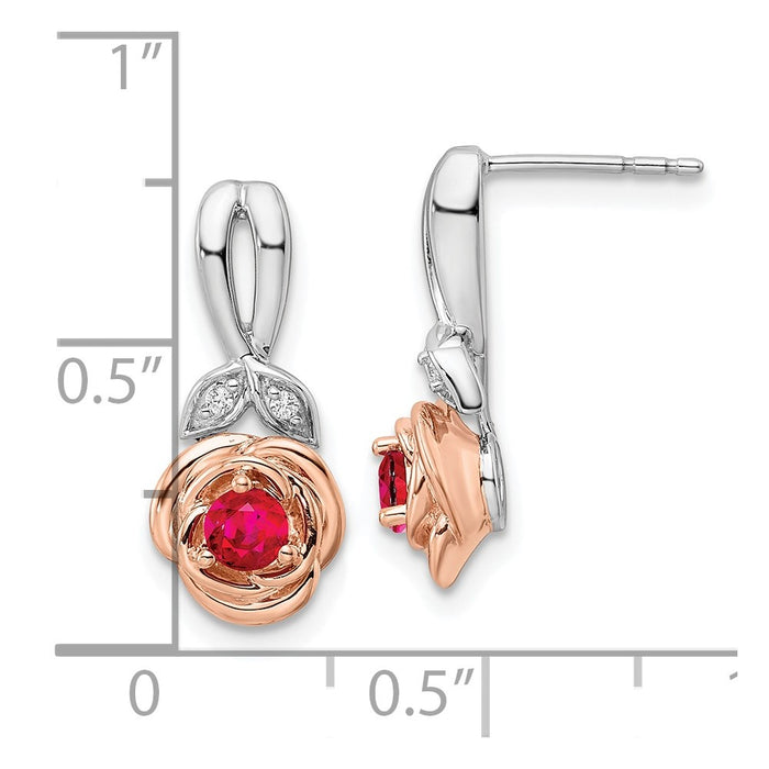 Designer 14K Two-Tone Ruby & Diamond Floral Stud Earrings - Stylish Value-3