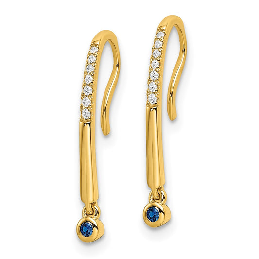 Buy Exclusive 14K Gold Polished Drop Earrings with Diamonds & Sapphires