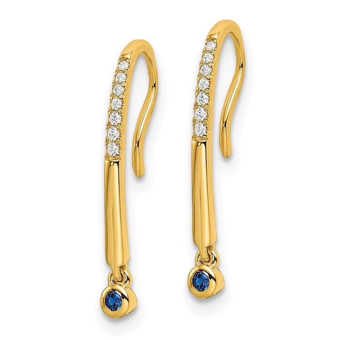 Buy Exclusive 14K Gold Polished Drop Earrings with Diamonds & Sapphires-2