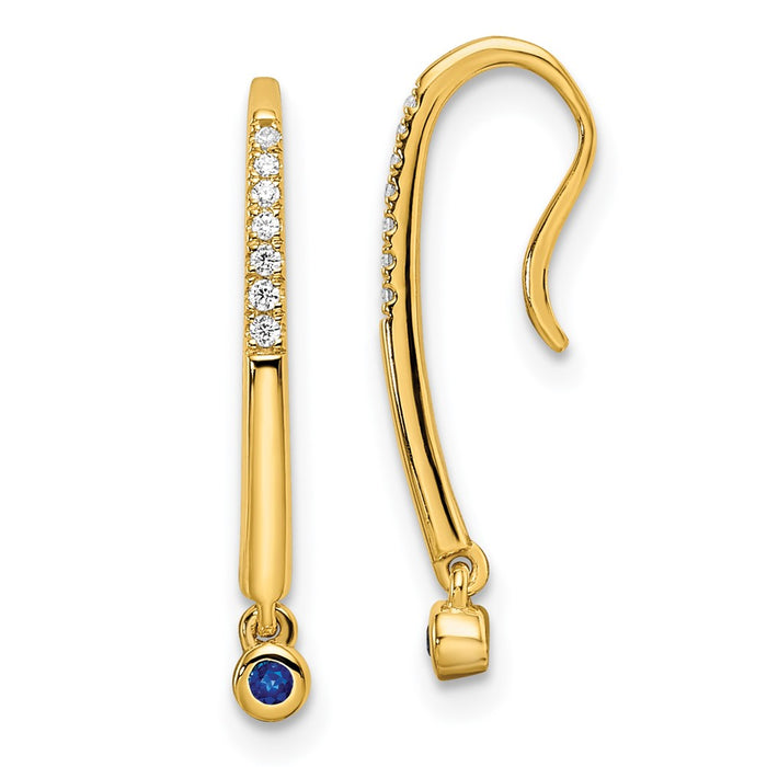 Buy Exclusive 14K Gold Polished Drop Earrings with Diamonds & Sapphires-1