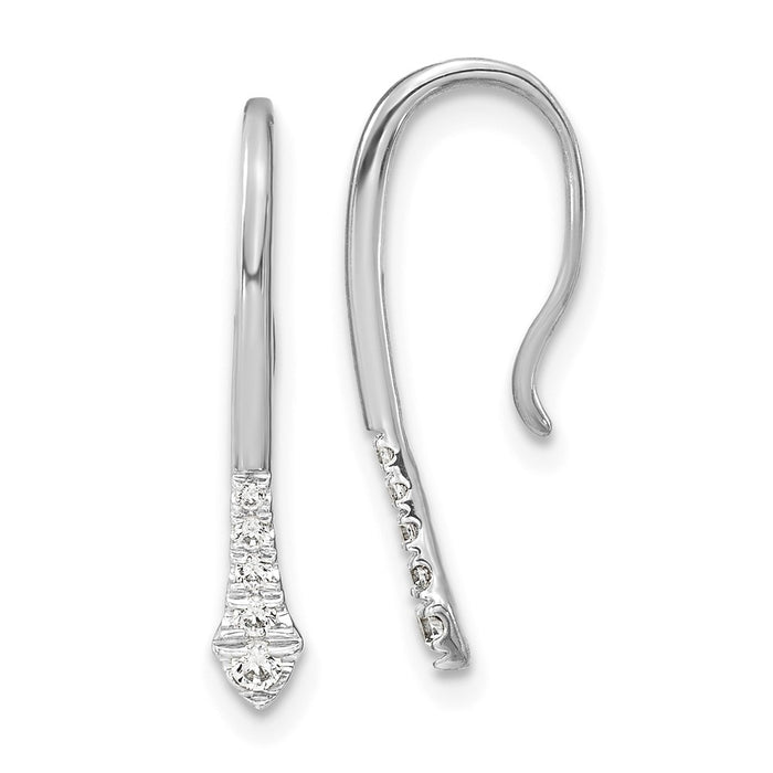 Exclusive 14K White Gold Diamond Drop Wire Earrings - Stylish & Affordable!-1