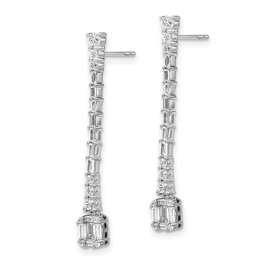 Buy Exclusive 14K White Gold Polished Diamond Dangle Earrings, Stylish Design