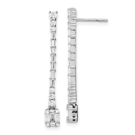 Buy Exclusive 14K White Gold Polished Diamond Dangle Earrings, Stylish Design