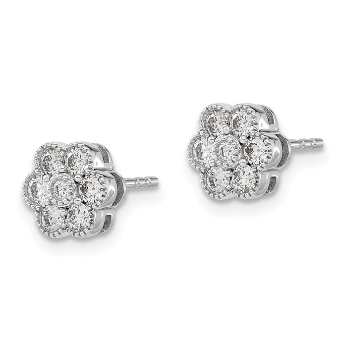 Shop Exclusive 14K White Gold Diamond Stud Earrings - Stylish Floral Design-2