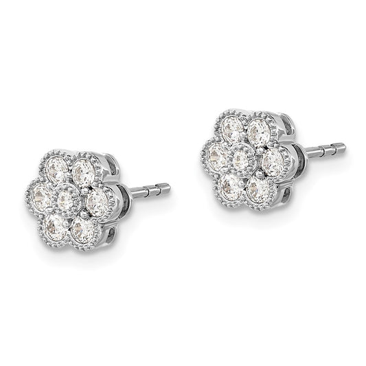 Buy Stylish 14K White Gold Floral Post Earrings with 1/2 Carat Lab-Grown Diamonds