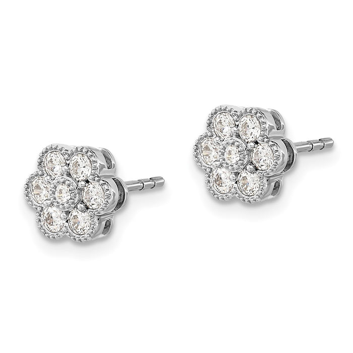 Buy Stylish 14K White Gold Floral Post Earrings with 1/2 Carat Lab-Grown Diamonds-2