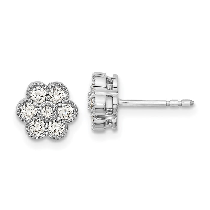 Buy Stylish 14K White Gold Floral Post Earrings with 1/2 Carat Lab-Grown Diamonds-1
